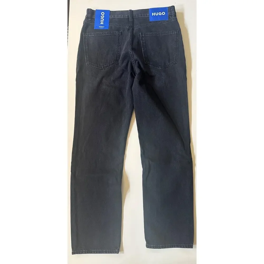 HUGO Boss Jonah Straight Button Fly Jeans Men's 32 x 32 Black Denim NWT